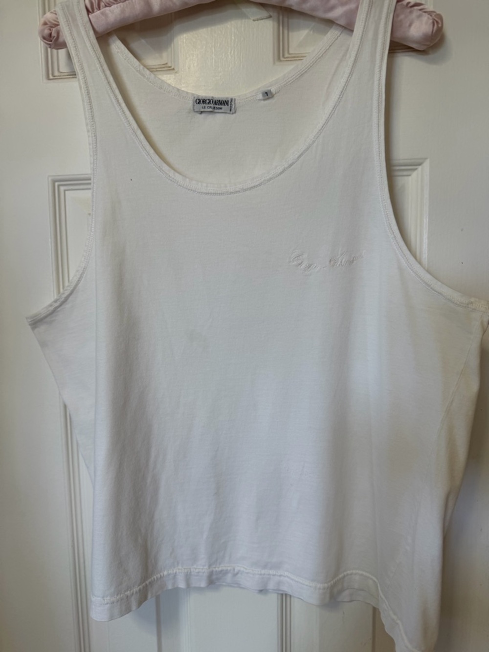 Giorgio Armani White Tank with Logo Tag